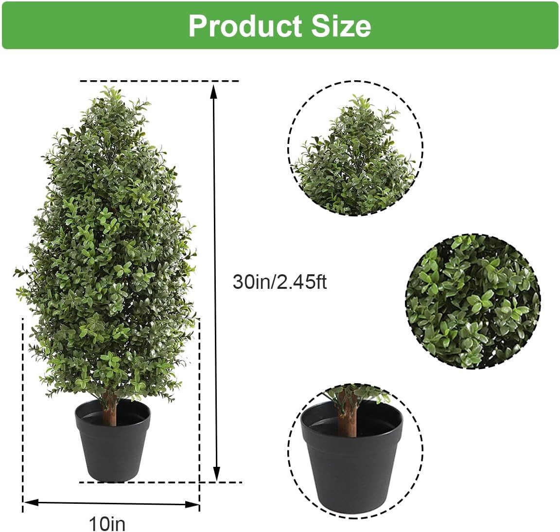 30″ Tall Artificial Boxwood Topiary Trees – Set of 2 Potted Outdoor Decor