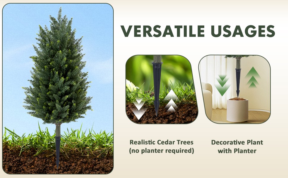 Set of 2 Artificial Cedar Topiary Christmas Trees, 3FT UV-Resistant Faux Cypress