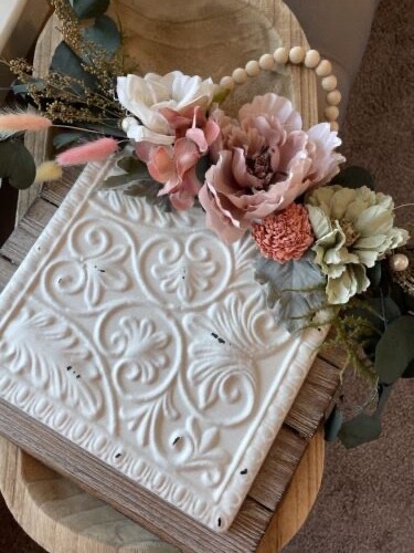 Metal plaque swag | Dried and artificial flower swag | Dried Flower wall decor