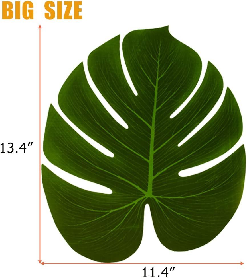 Hopeak Artificial Palm Leaves, 24 Pieces Large Palm Leaves for Hawaiian Luau …