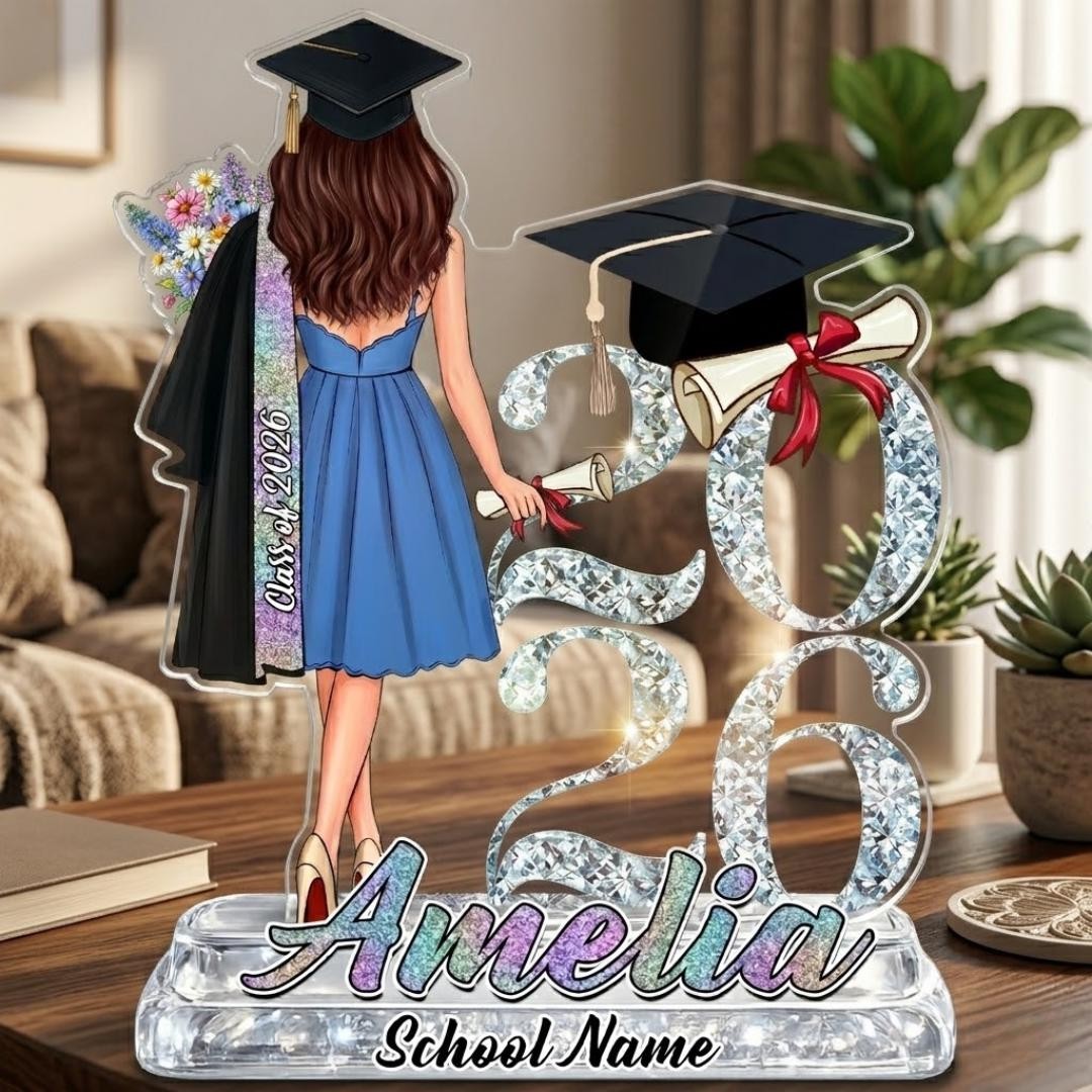 Personalized Graduation Gift 2026 Girl Acrylic Plaque, Custom Name Senior Class