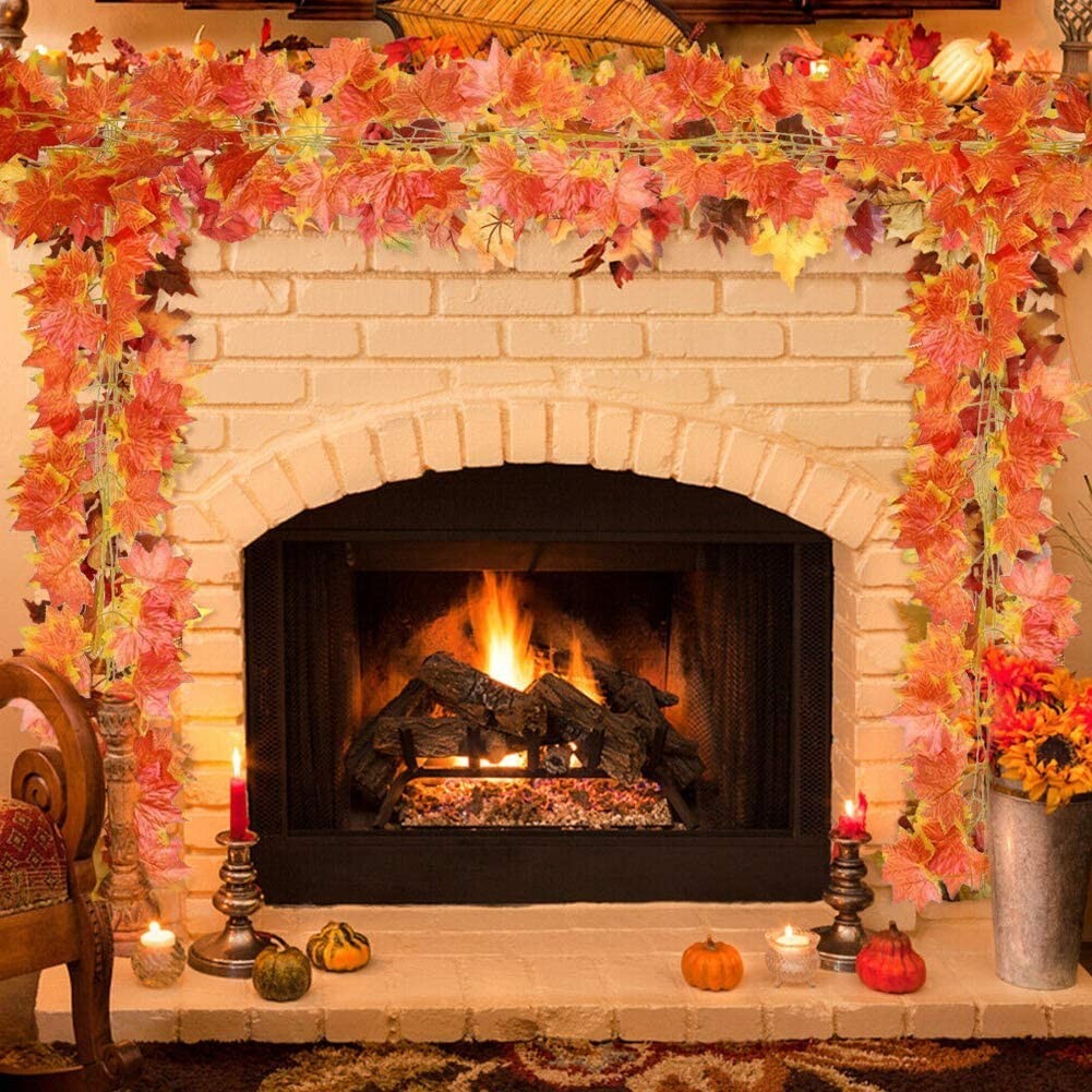 36 ft Fall Garland Maple Leaf Foliage Mantle Vine Door Wall Decor Autumn