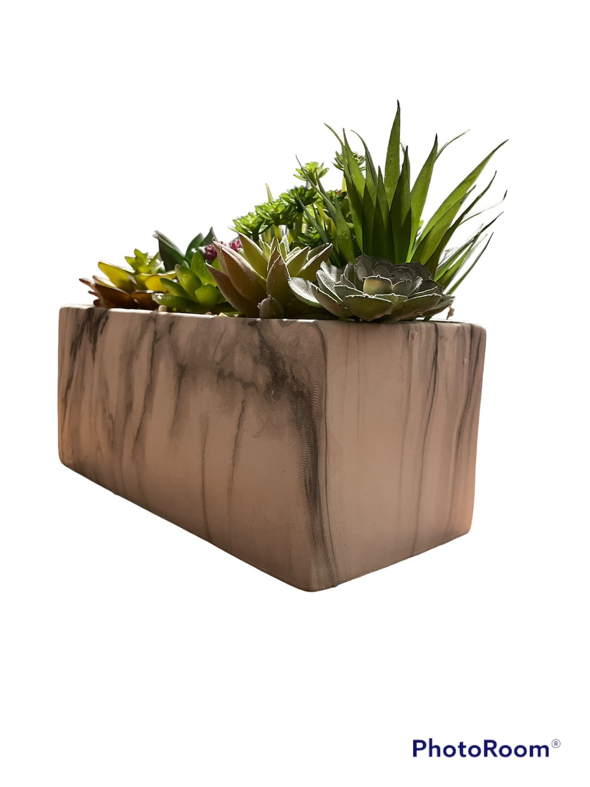 GreenBoxx Ceramic-Marble Artificial Succulent Planter Arrangement Garden 11 Pcs