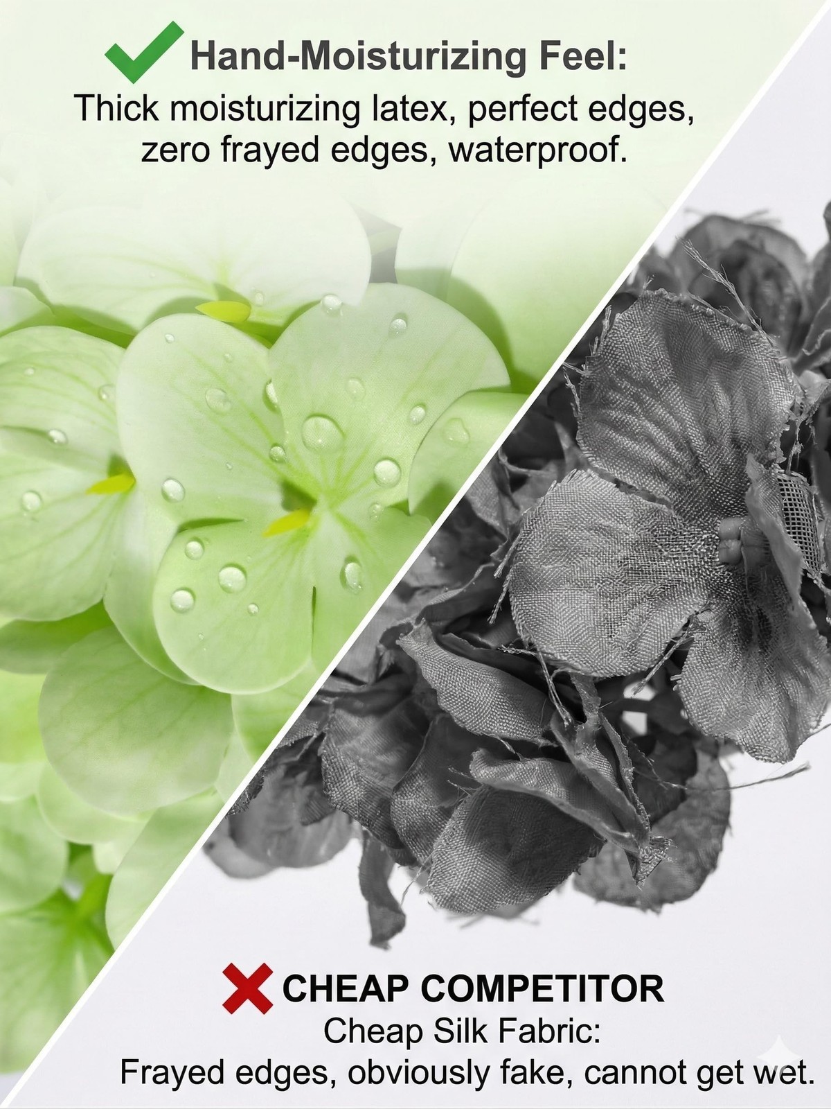 3 Pcs Real Touch Green Hydrangea Artificial Flowers – 20″ Large 3D Latex Ligh…