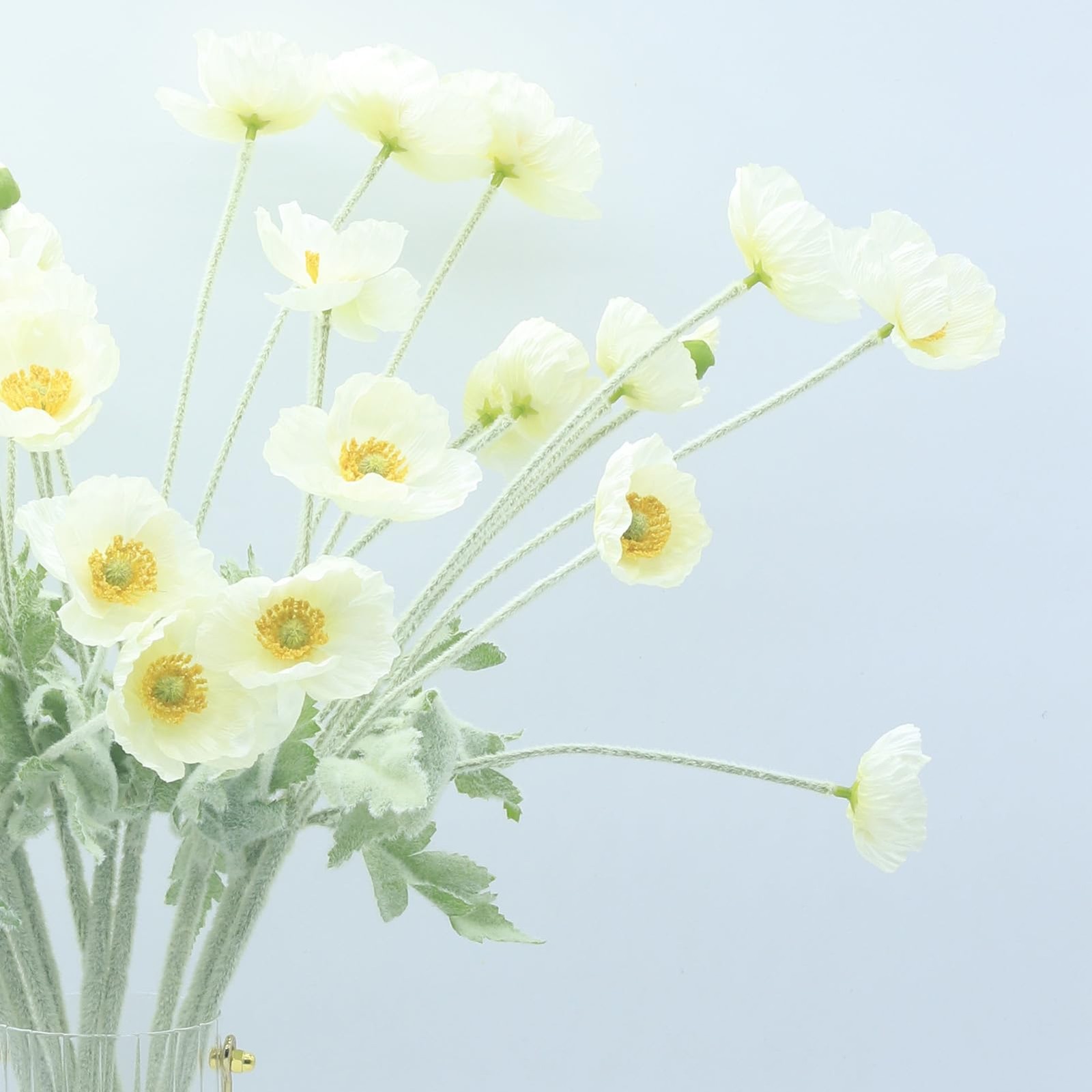 2 PCS 23.6 Inch Artificial Poppies Silk Flowers Arrangements Table White