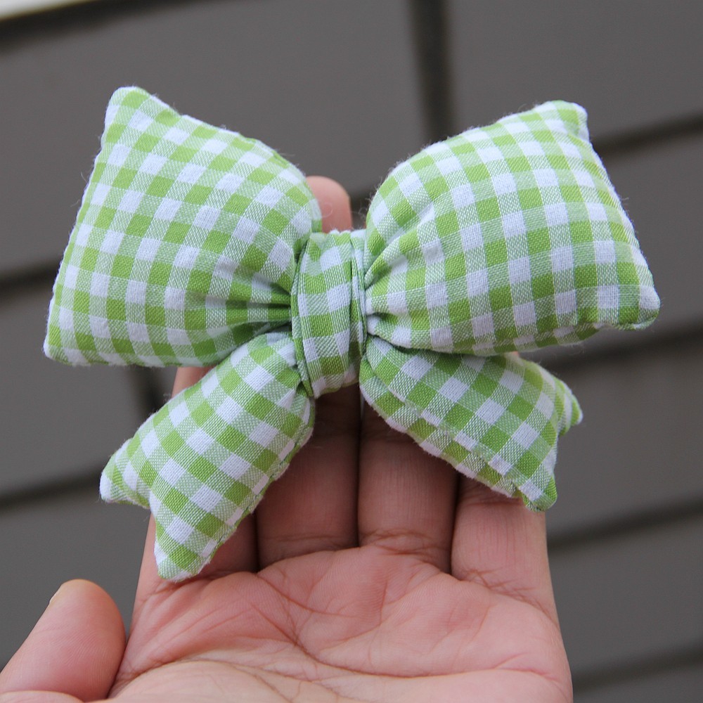 11cm 4.33inch Double Layer Checkered Pattern Butterfly Knot DIY Handmade