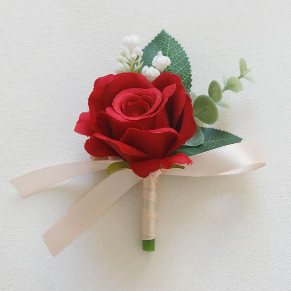 Wrist Corsage and Boutonniere Set Artificial Rose Flowers Accessories for Gro…