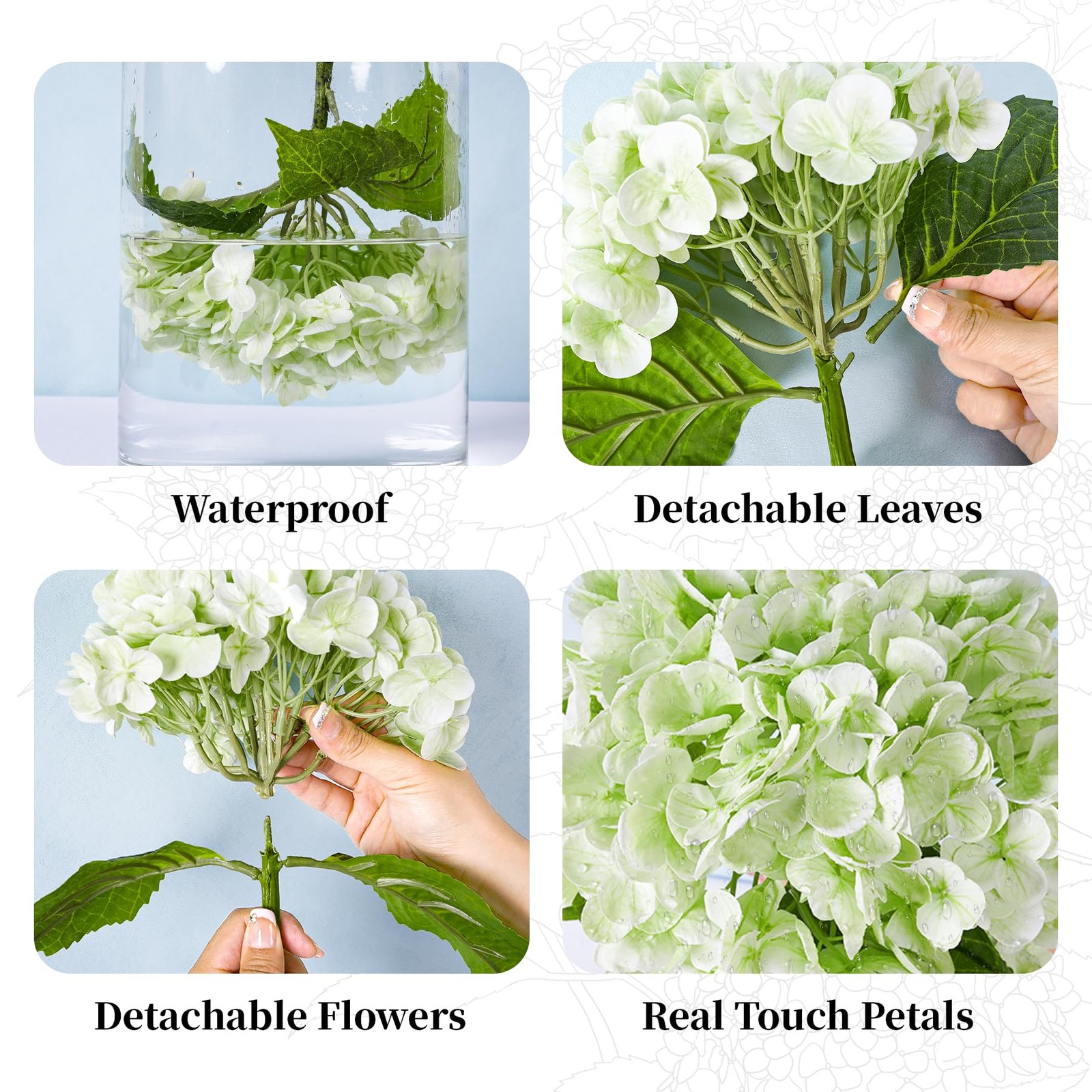 4 Pcs Hydrangea Artificial Flowers, Latex Real Touch Hydrangeas Lifelike Fake…