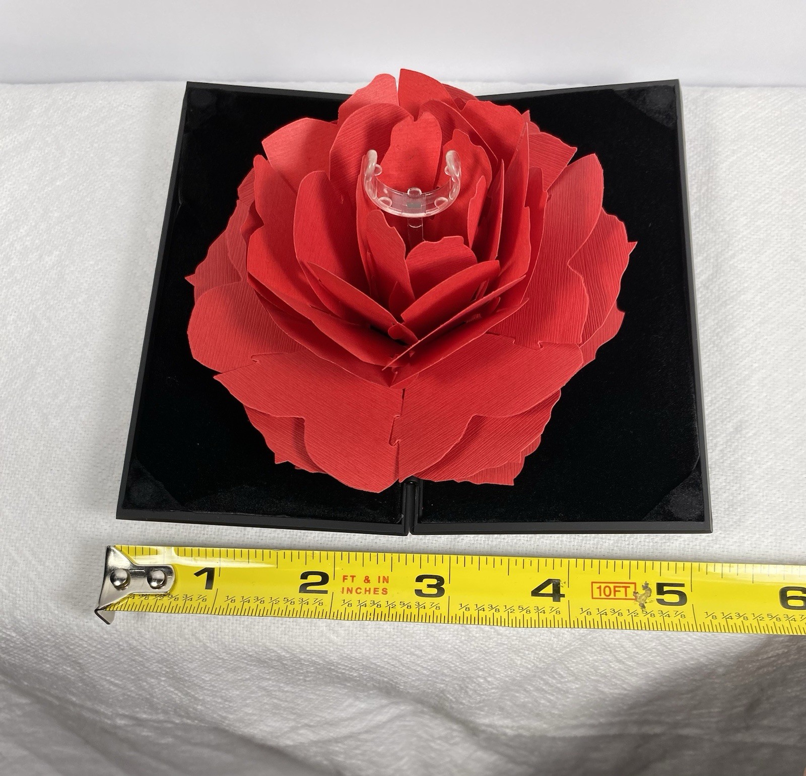 Ring Holder Red Rose 3D Black Case 5 Inch New