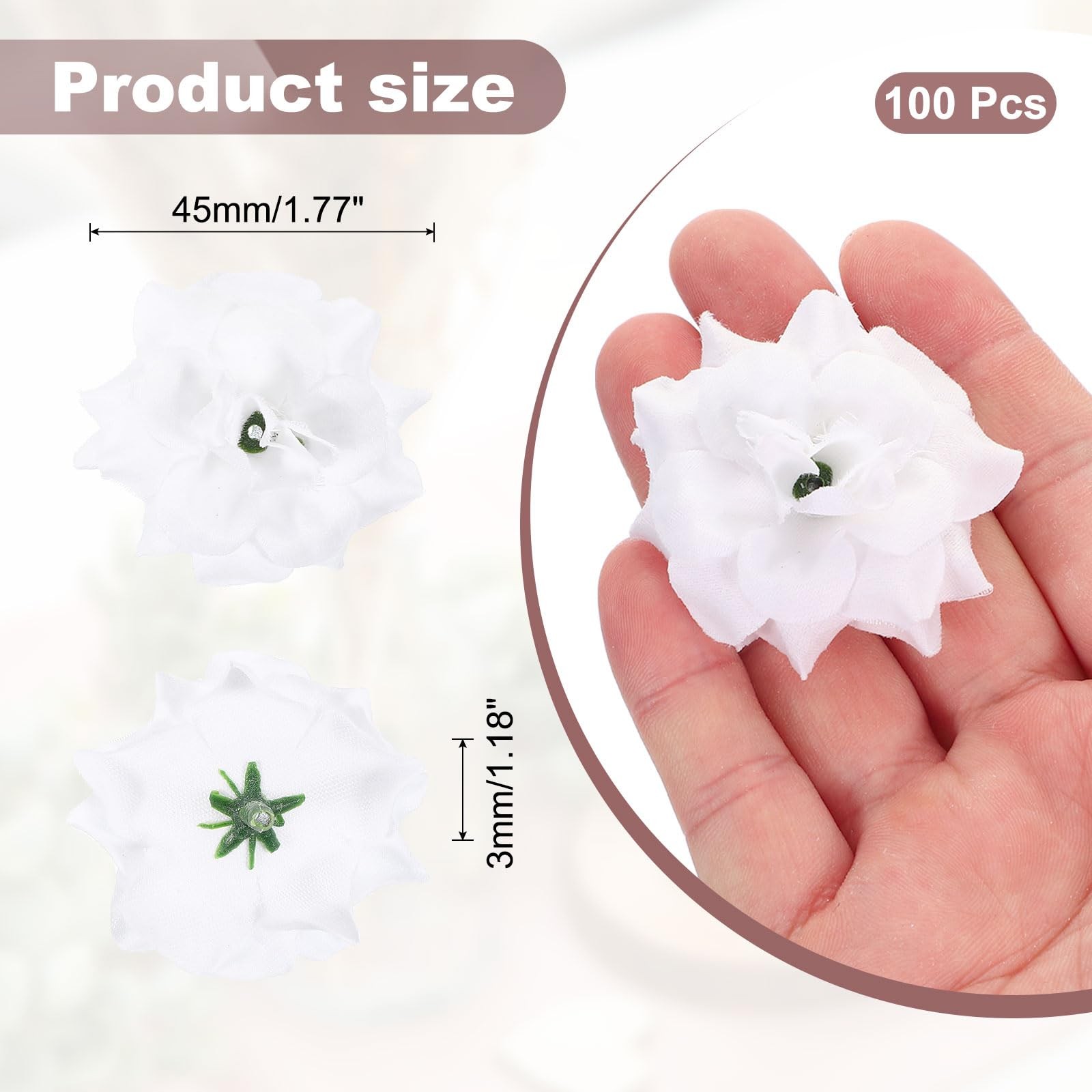 PATIKIL 1.77 Inch Artificial Roses Head, 100 Pcs Fake Flowers Wedding Faux Flowe