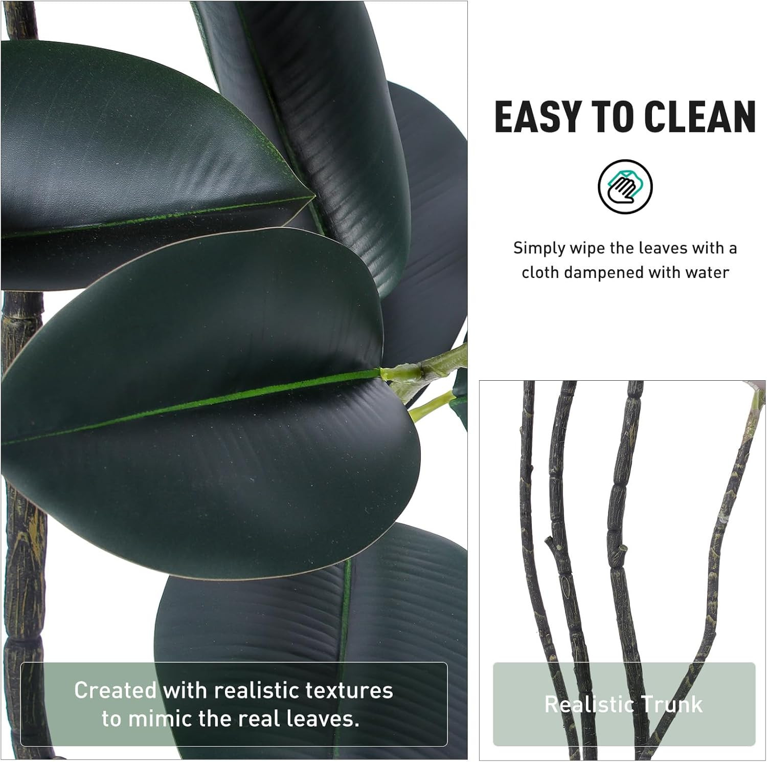 6FT Artificial Rubber Tree – Faux Indoor Plant with White Planter for Home Decor