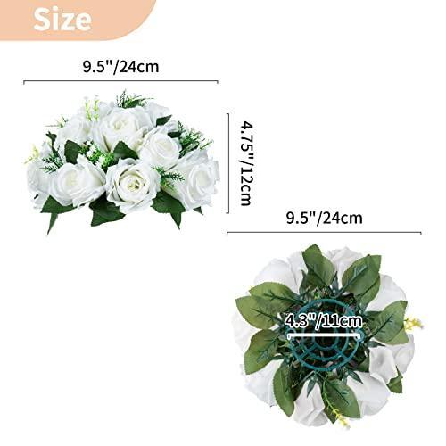 NUPTIO Pcs of 2 Fake Flower Ball Arrangement Bouquet,15 Heads Plastic Roses with