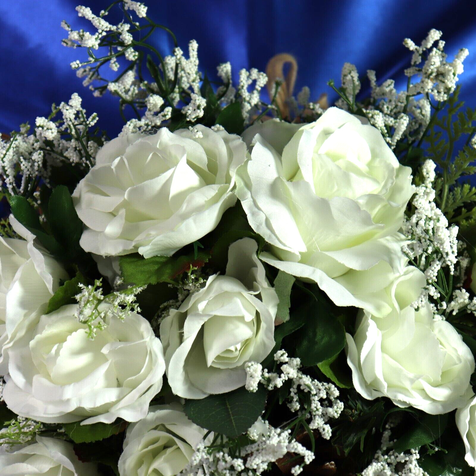Gorgeous White Rose Floral Arrangement Made On A Large Natural Grapevine Bow