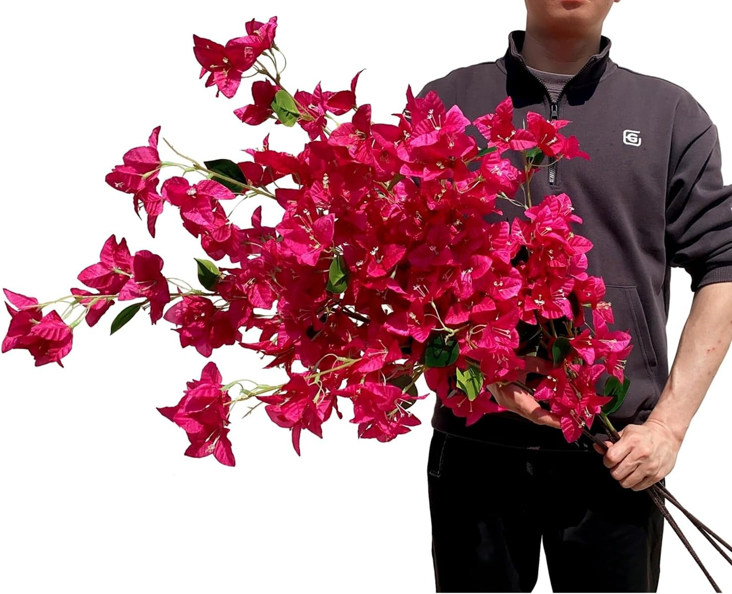 Fuchsia 80-Pack Silk Bougainvillea Stems for Weddings & Events – 45 Inches