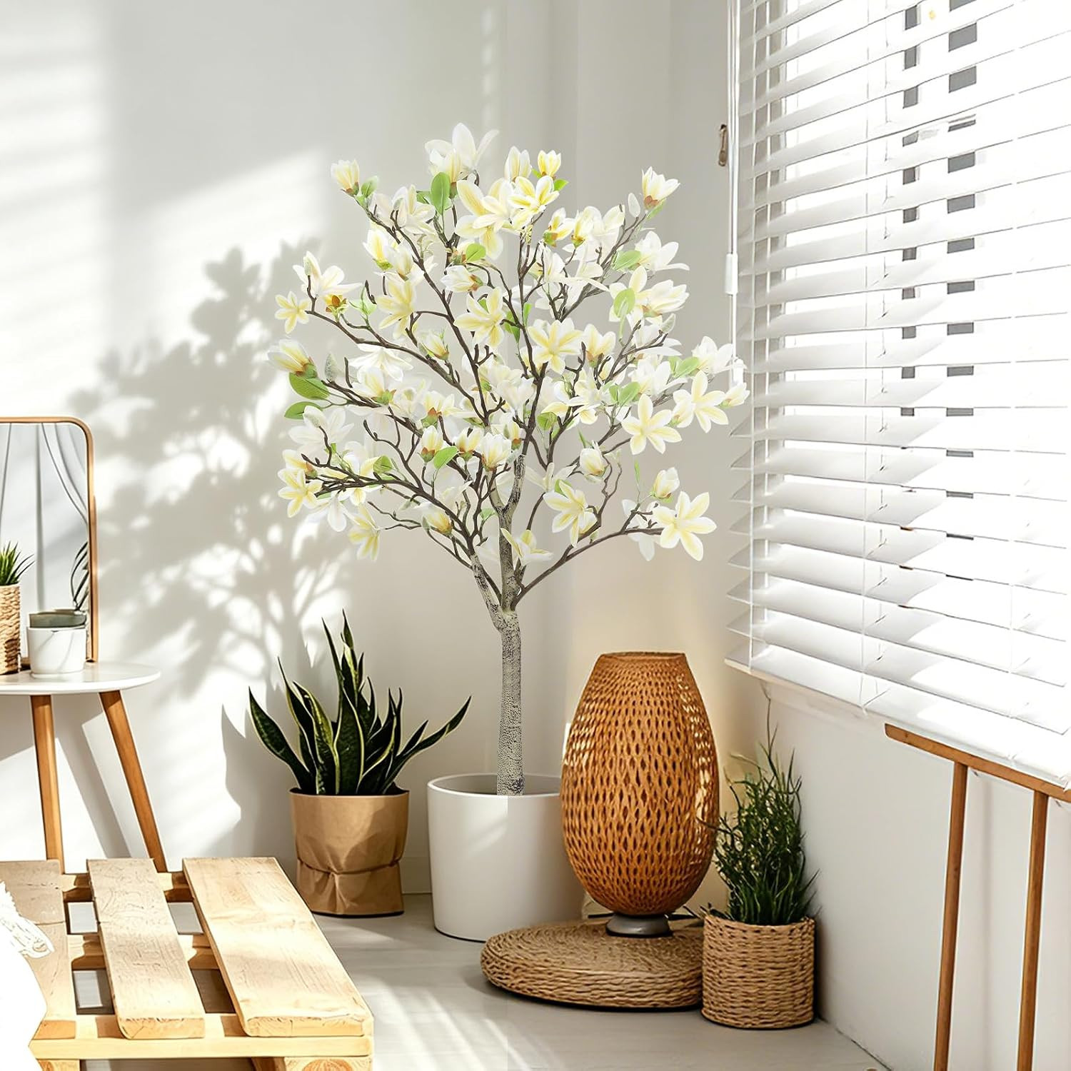 4FT Faux Magnolia Tree – Realistic Indoor/Outdoor Plant for Home Decor