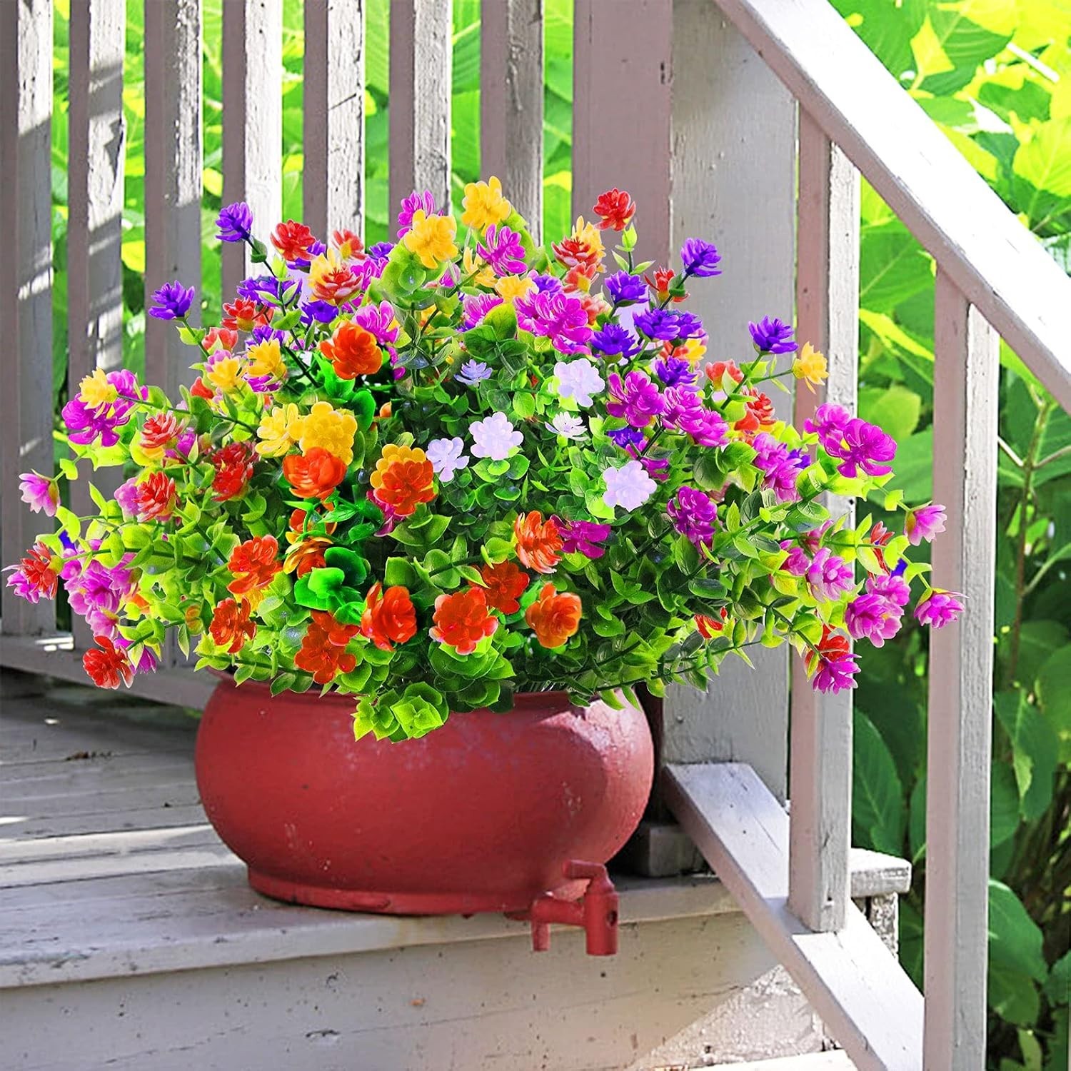 12 Bundles of UV Resistant Faux Silk Flowers for Vibrant Indoor/Outdoor Decor