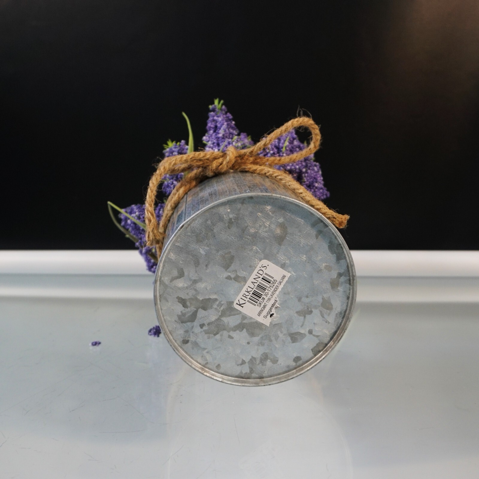 Artificial Lavender Flowers in Metal Tin Arrangment Farmhouse Decor 11 Inch