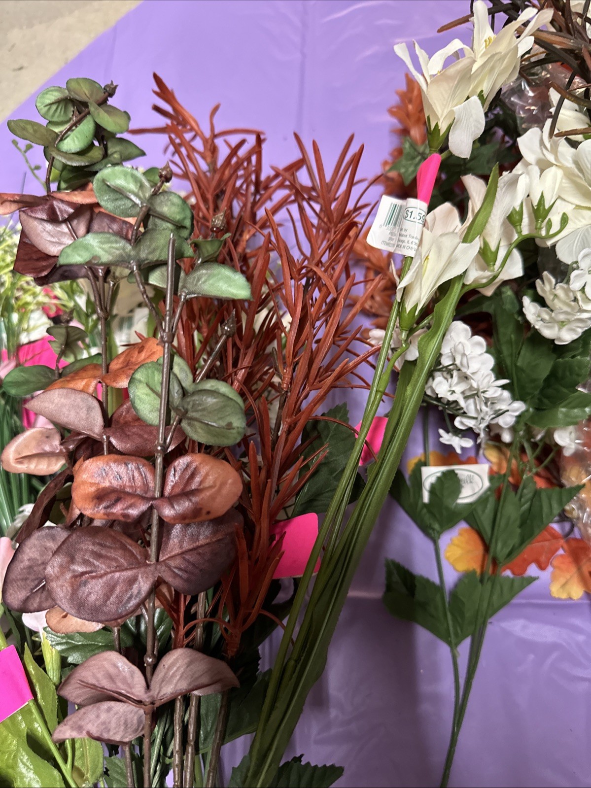 #A11 Lot 1 artificial flowers and leaves for decorations 3+ lbs