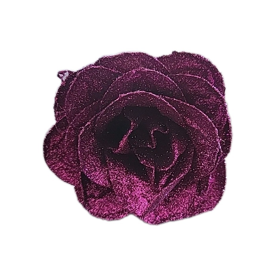 Three-layer Glitter Foam Rose Flower Bridal Home Wedding Party DIY Decor Purple