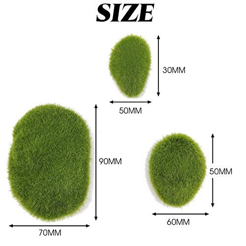30 PCS 3 Size Artificial Moss Rocks Decorative, Green Moss Balls,Moss Stones,