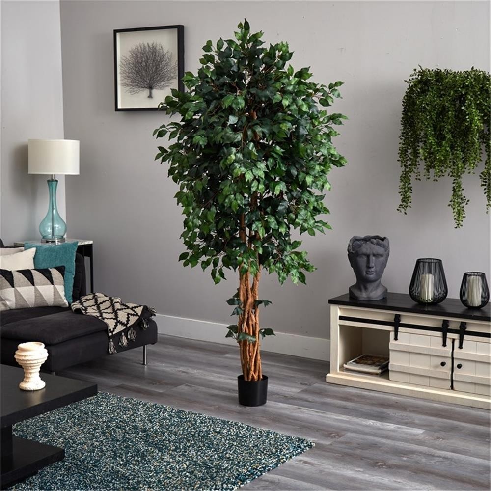 Pemberly Row 72″ Palace Style Ficus Silk Tree with 1596 Leaves in Green/Black