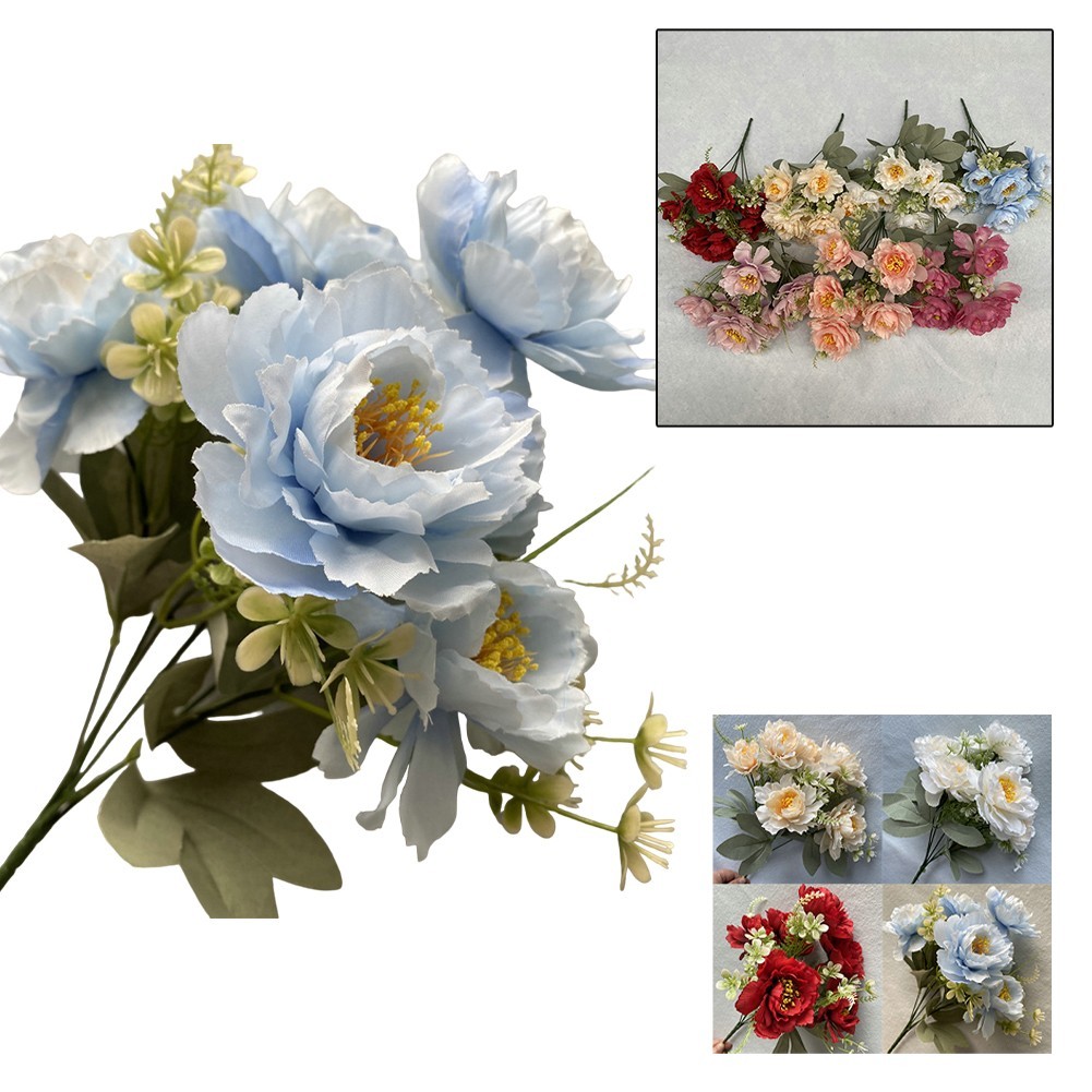 Lifelike Silk Peony Flowers for Home Decoration Vibrant Colors 35cm Height