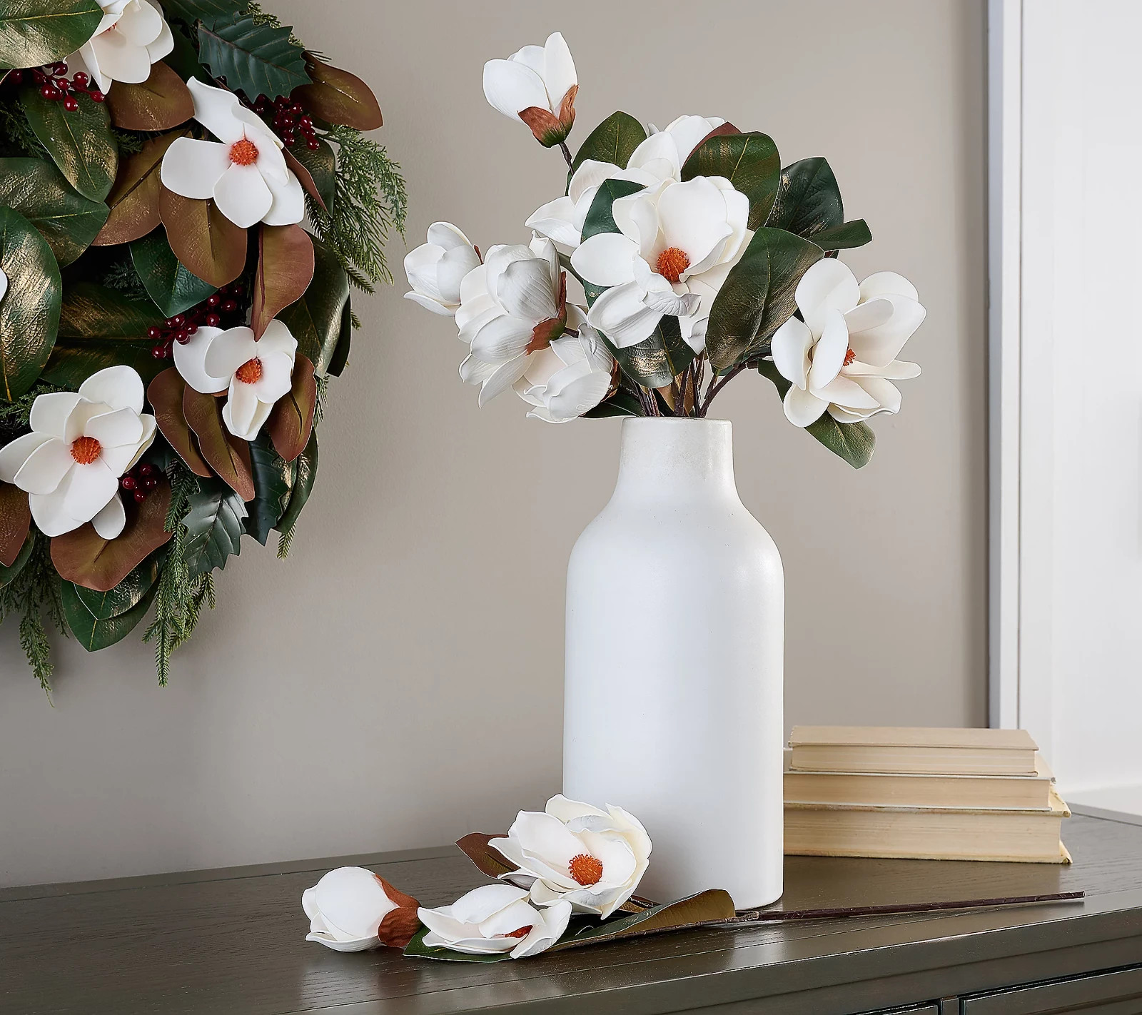 Kim Gravel Set of 6 Magnolia Picks 24″ White Faux Floral Stems QVC NEW