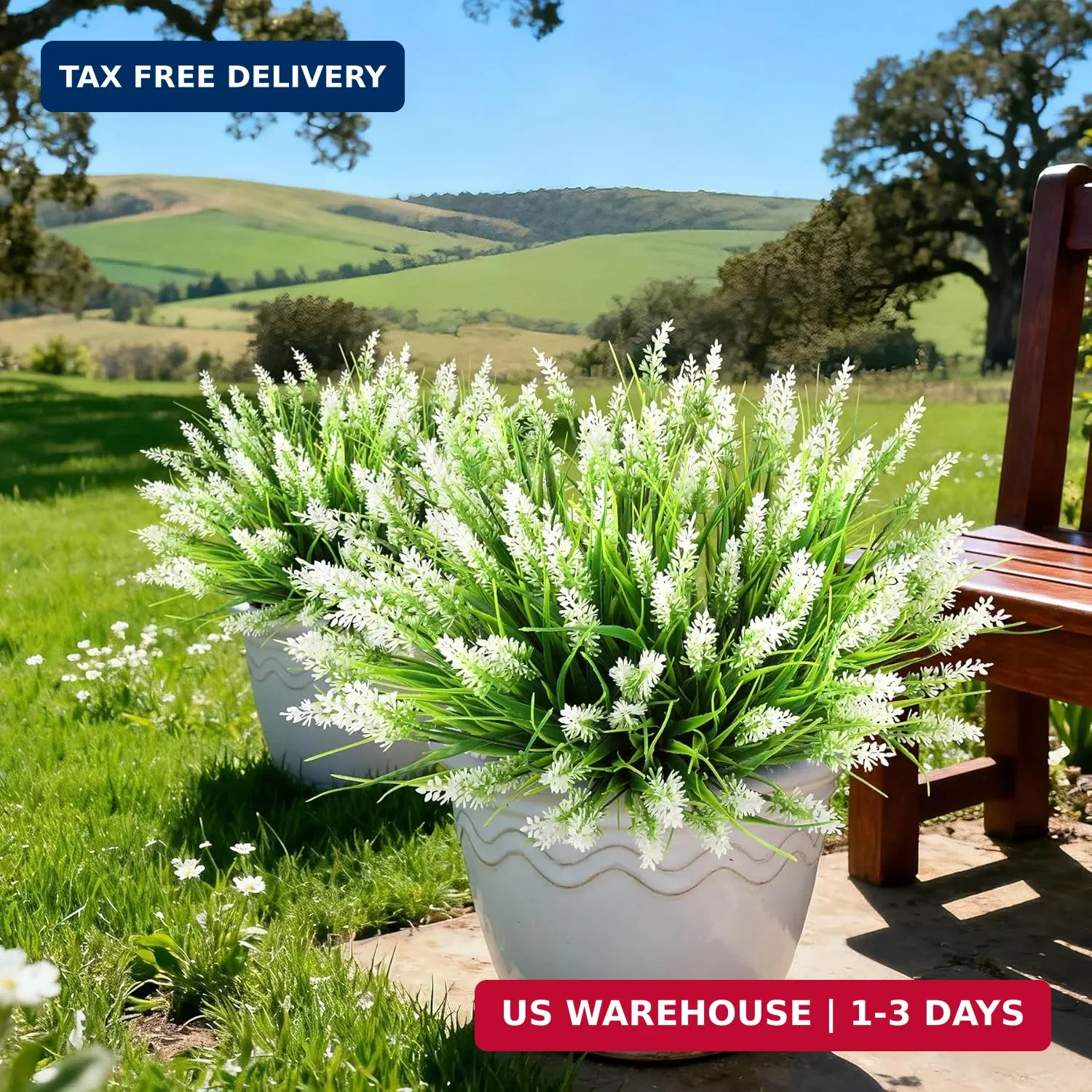 16 Bundles Artificial Plants Outdoor, UV Resistant Fake Lavender & Monkey Grass,