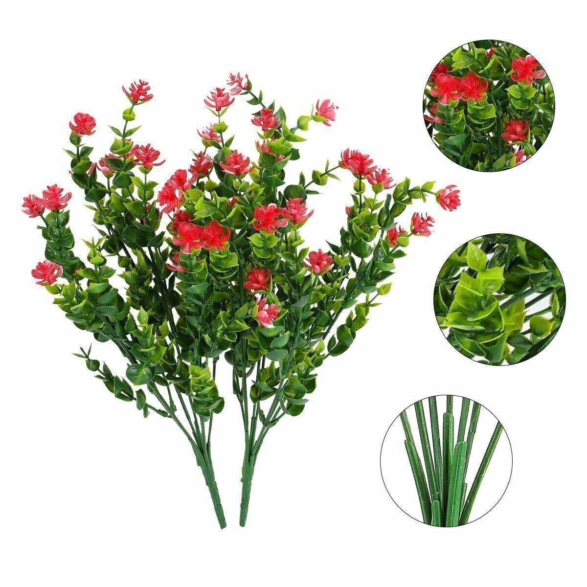6/10Pcs Artificial Flowers Fake Outdoor UV Resistant Boxwood Plants Shrubs Decor