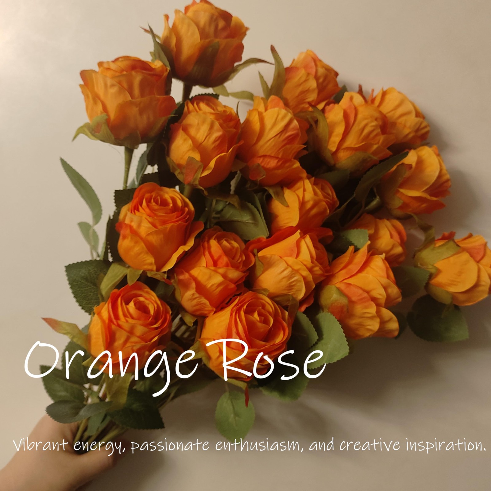 Artificial Orange Roses 10 Pcs – Lifelike Single Stem Fake Roses with Natural…