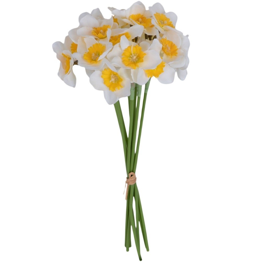 Artificial Narcissus Bouquet Creamy White and Yellow for Rustic Setting