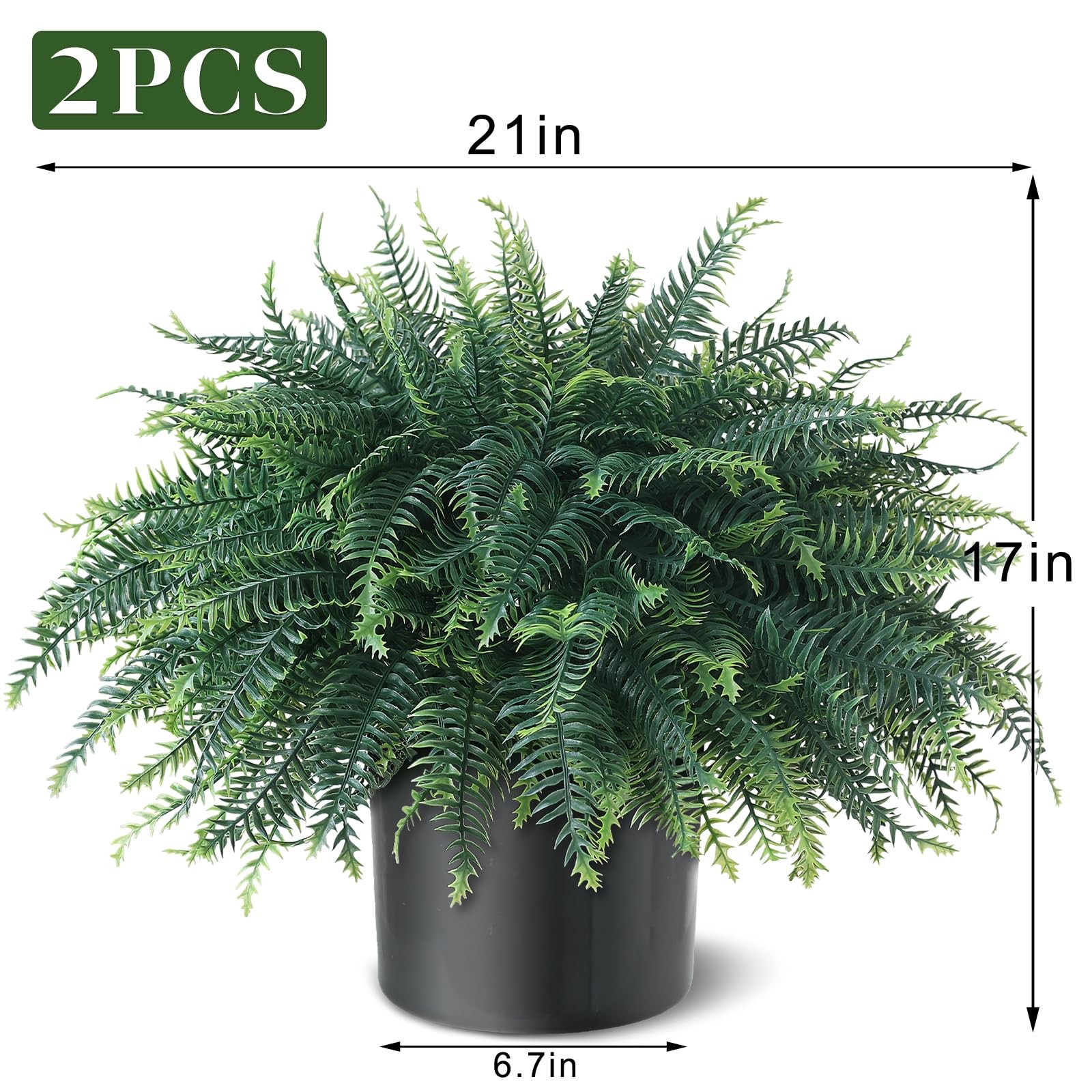 Artificial Ferns Potted Plant for Front Door Decoration – 2 Sets UV Resistant…