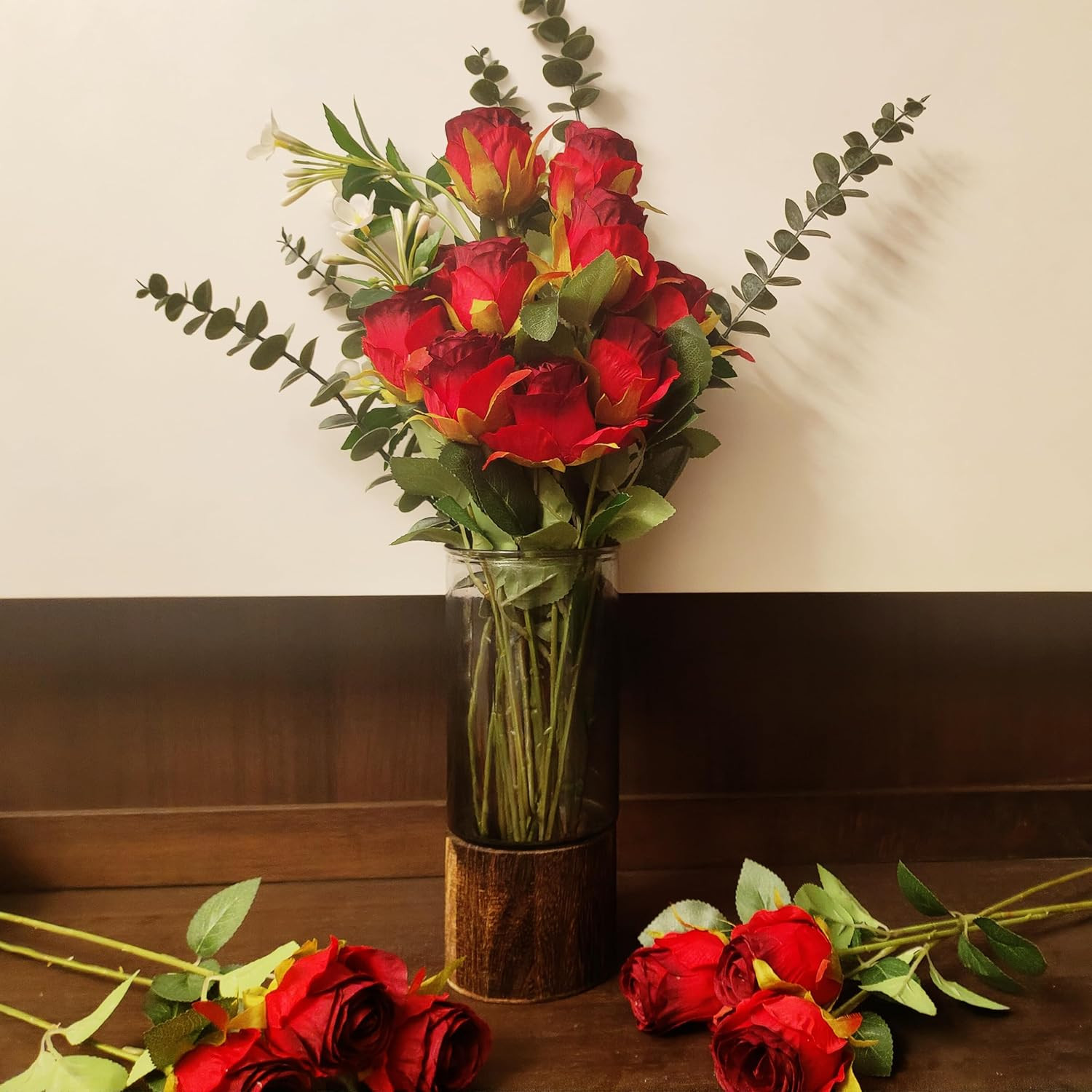 Artificial Roses 10 Pcs – Lifelike Single Stem Fake Roses with Natural Petal Tex