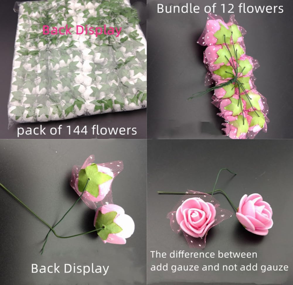 144pcs Mini Artificial Rose Flower Heads and Soft Stem,25mm PE Tiny Rose add …