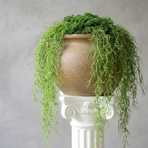 4 Pcs 33 Inch Fake Spanish Moss with 7 oz Artificial Green Moss for Potted