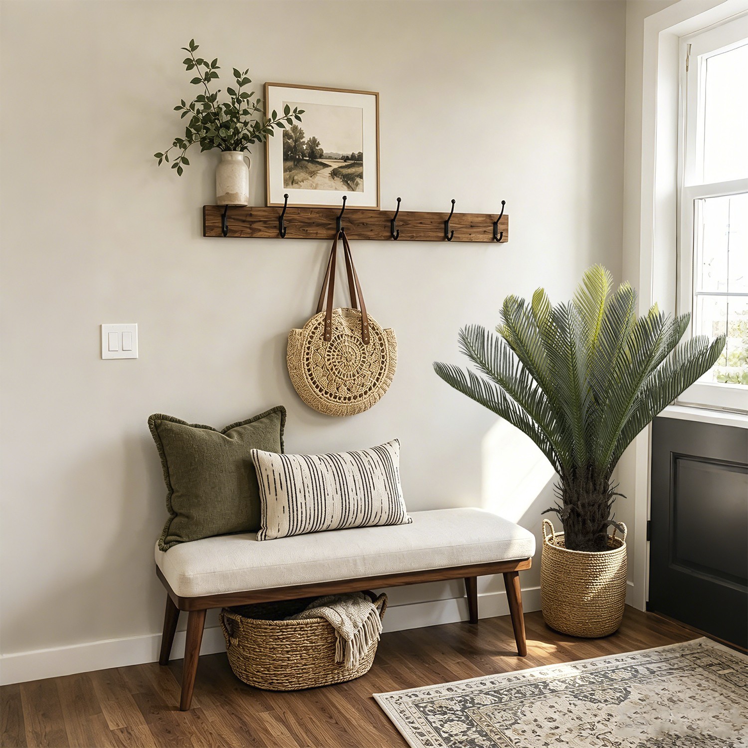 2Pack Artificial Sago Palm Cycad Plants, Faux Tropical Indoor Landscape Decor