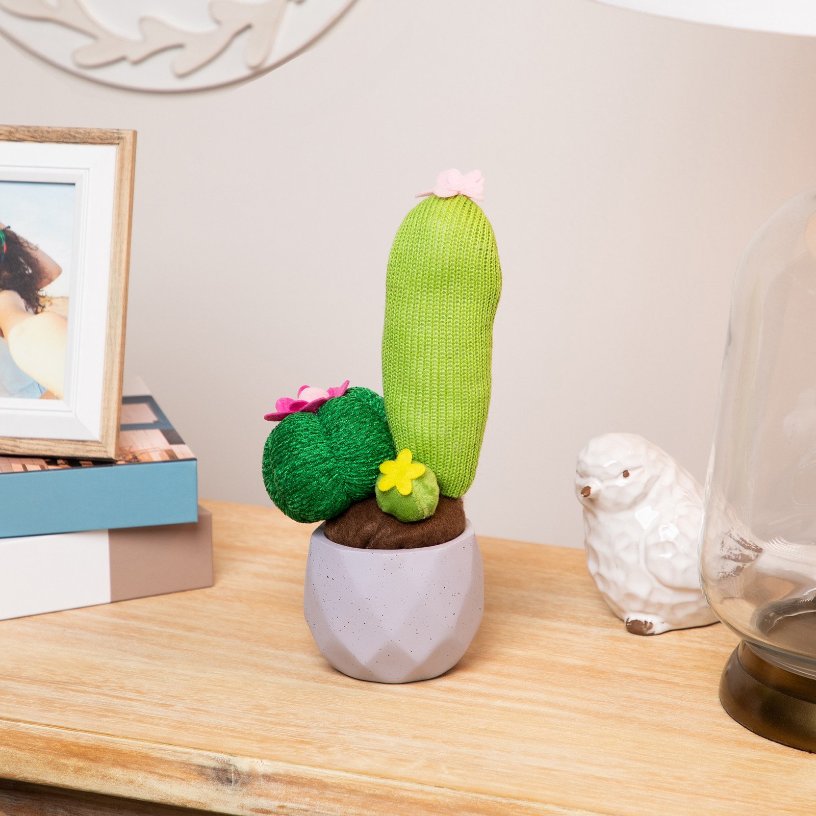 Northlight 9″ Artificial Triple Cacti in Violet Purple Pot Table Top Decoration