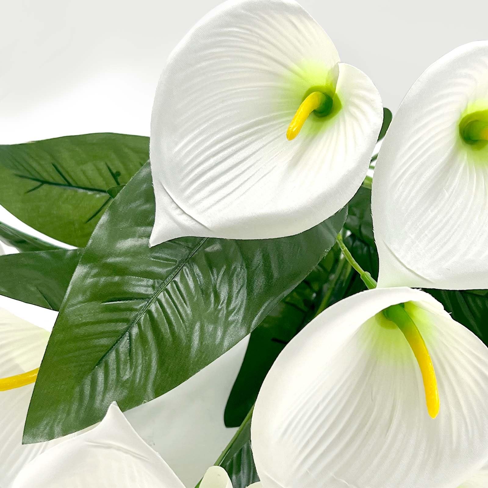 18 Blooms White Artificial Calla Lilies, 22in/56cm, Fake Flowers, Rotatable