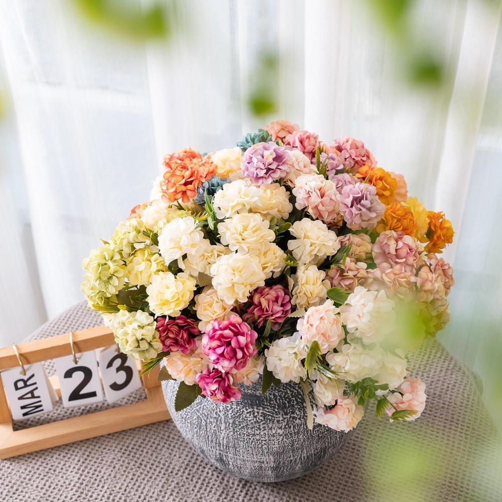 4Pack Artificial Hydrangea Flowers Silk Bouquet 10 Heads Each Wedding Home Decor