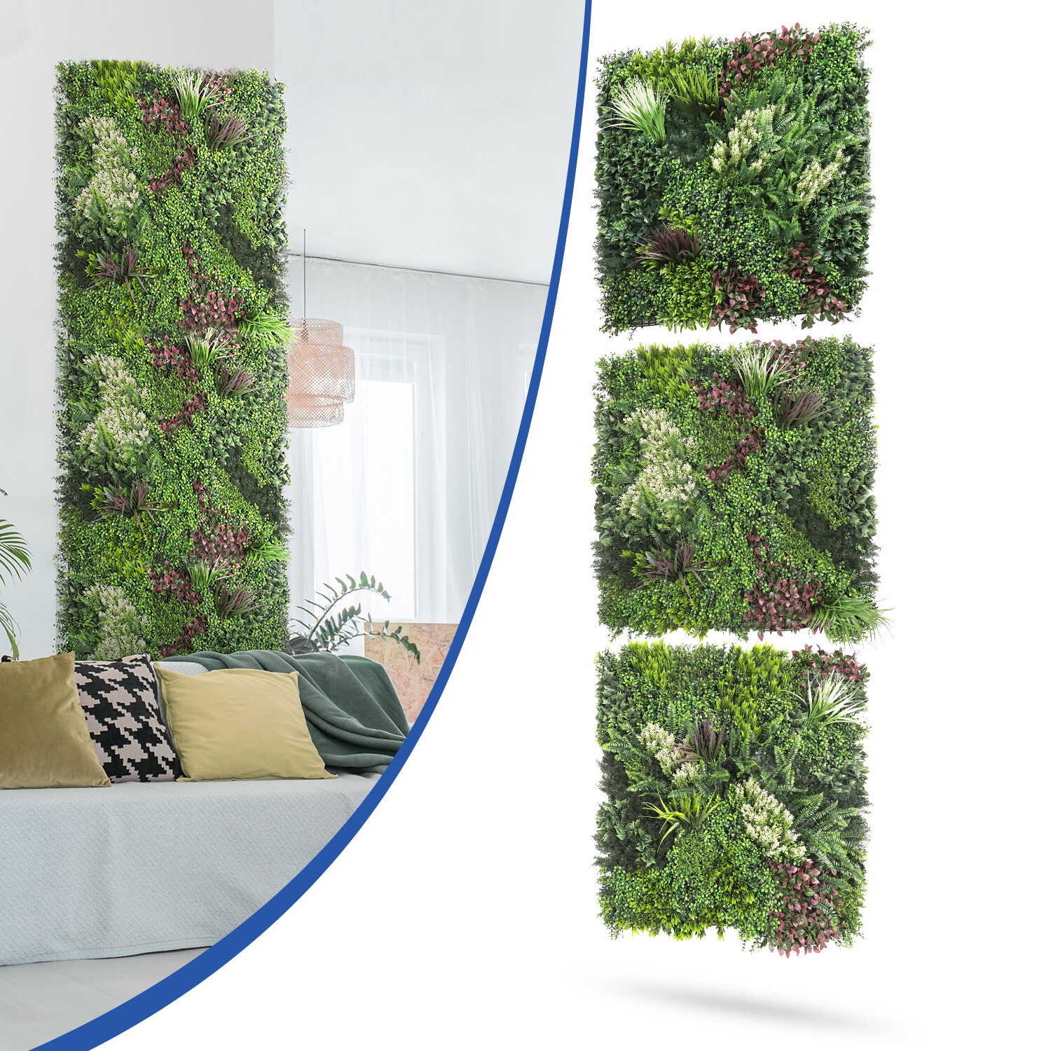 40″ x 40″ Artificial Plant Mat Mixed ABC Fence Panel Wall Hedge Decor 3-Pack #1
