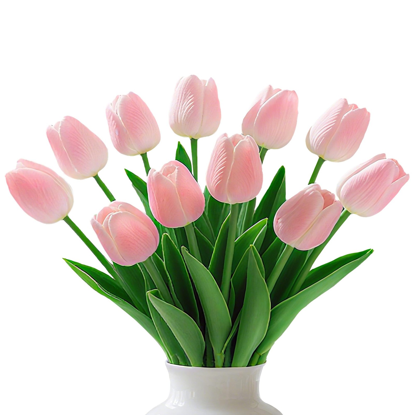 20 Pcs Pink Tulips Artificial Flowers 13″ Fake Pink Tulips Real Touch PU Faux…