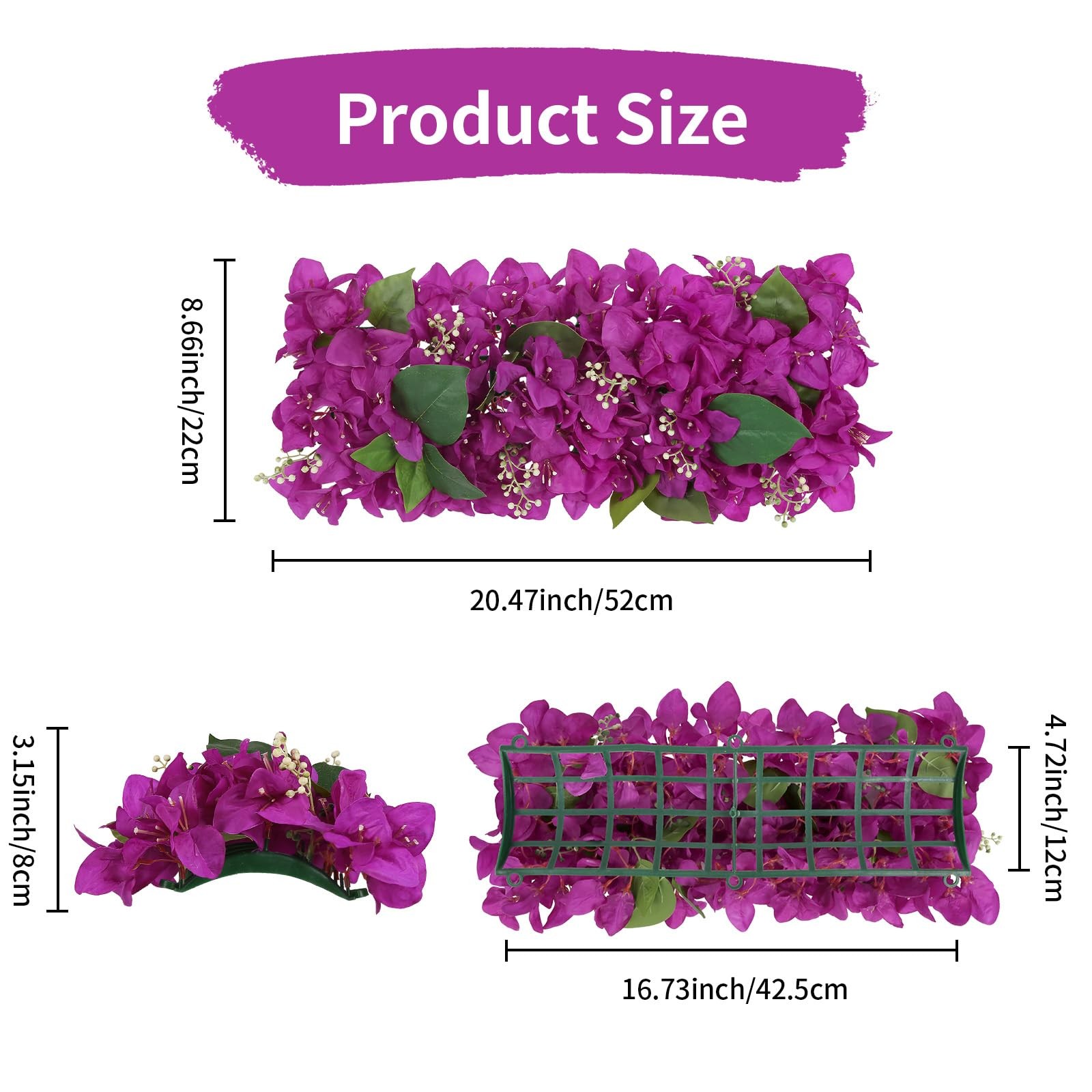 2PCS Wedding Arch Flowers 20.47in Purple Bougainvillea Artificial Flower Row …