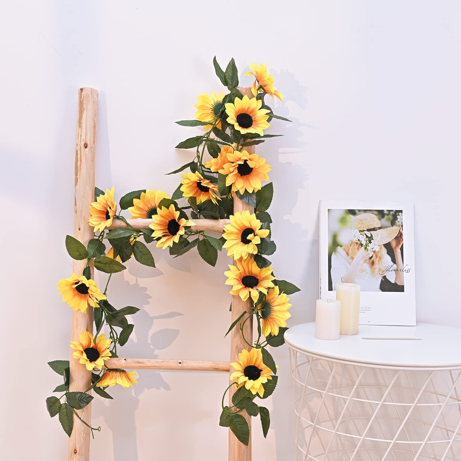 2 Pack Artificial Sunflower Garland Decor, Sunflower Vines Hanging Flowers Ga…