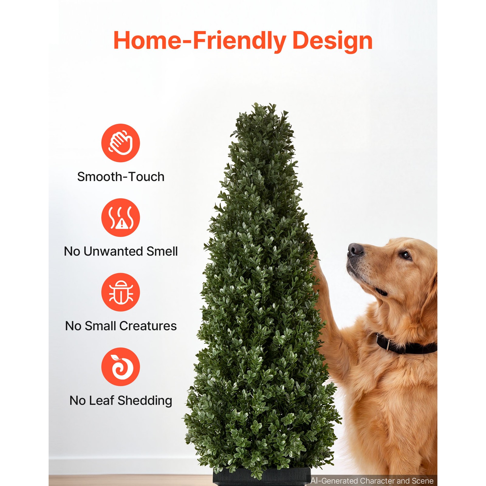 Uimoso Artificial Boxwood Topiary 3.3 Ft Set of 2 with Durable Pot Greenery PE