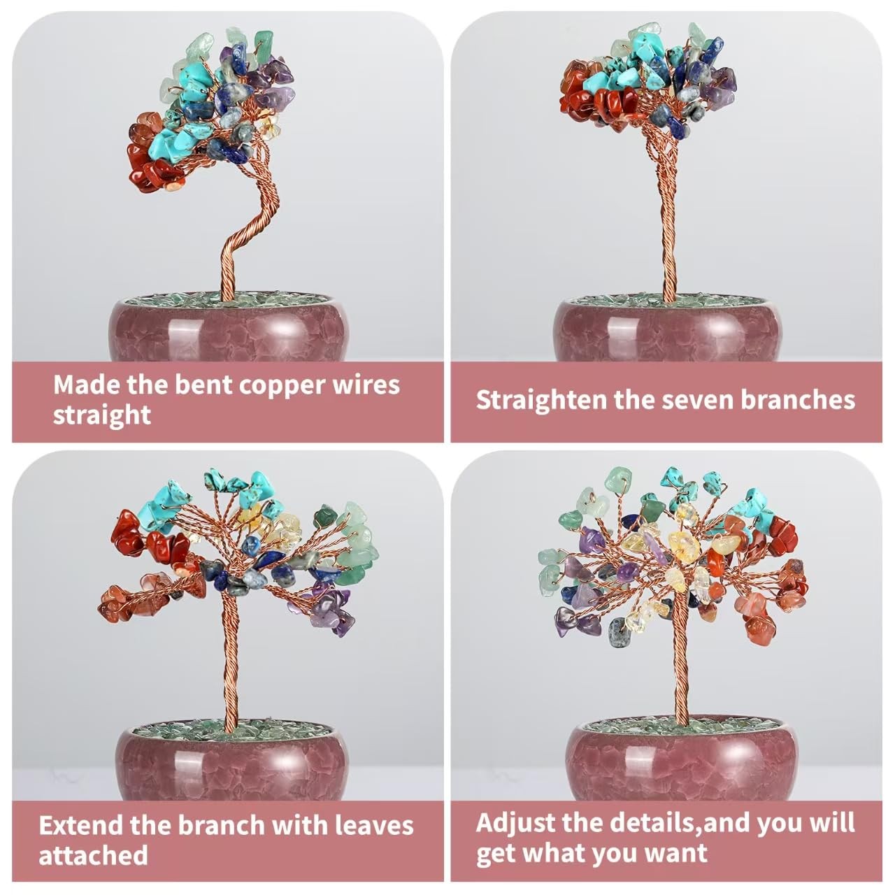 Bosfante Crystal Tree of Life for Wealth & Prosperity,Seven Chakra Multicolor