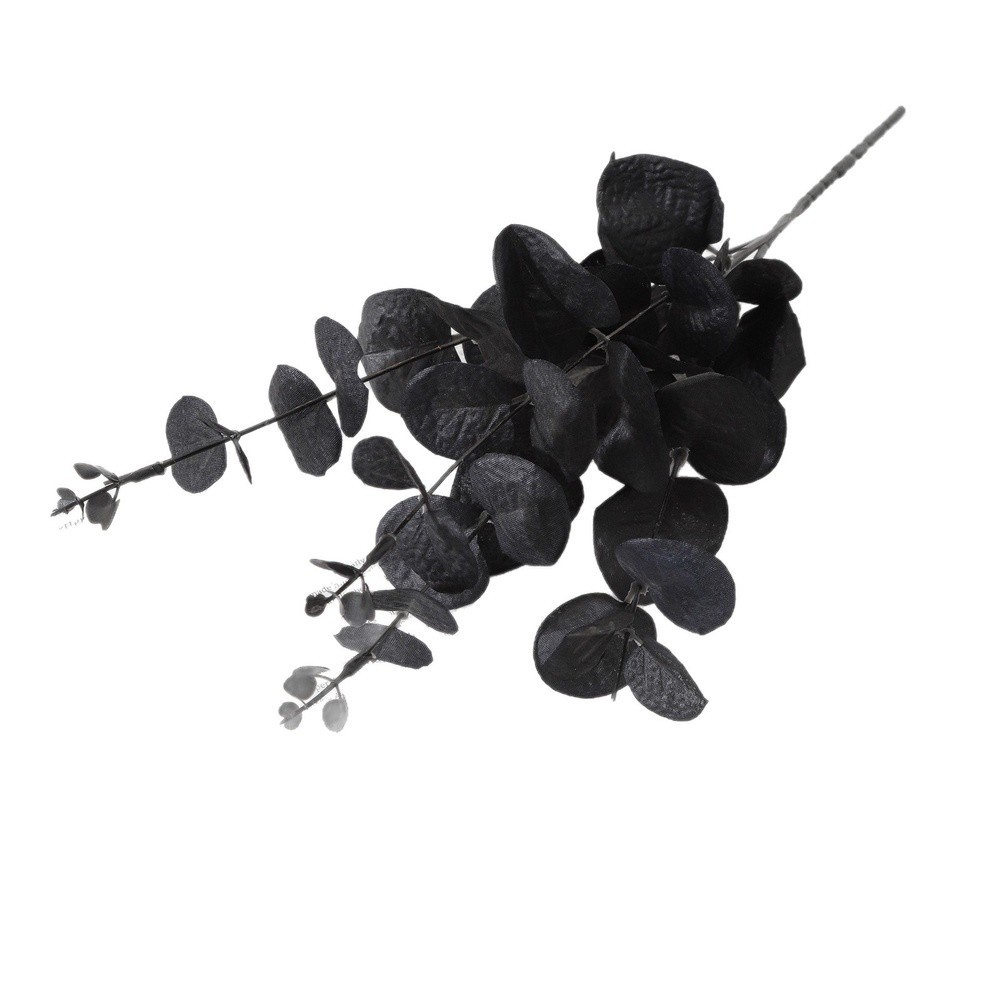 Realistic Black Plastic Eucalyptus Foliage Stems 13.78in for Festive Home Decor
