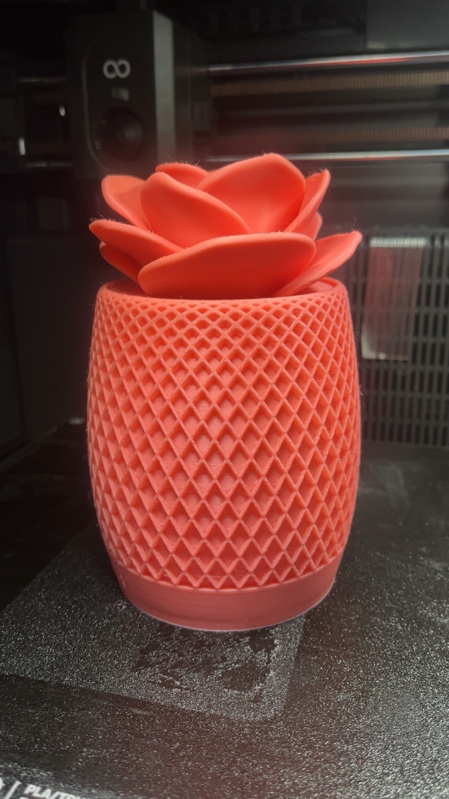 Artificial Coral Rose Flower Arrangement in Decorative Pot, Romantic Centerpiece
