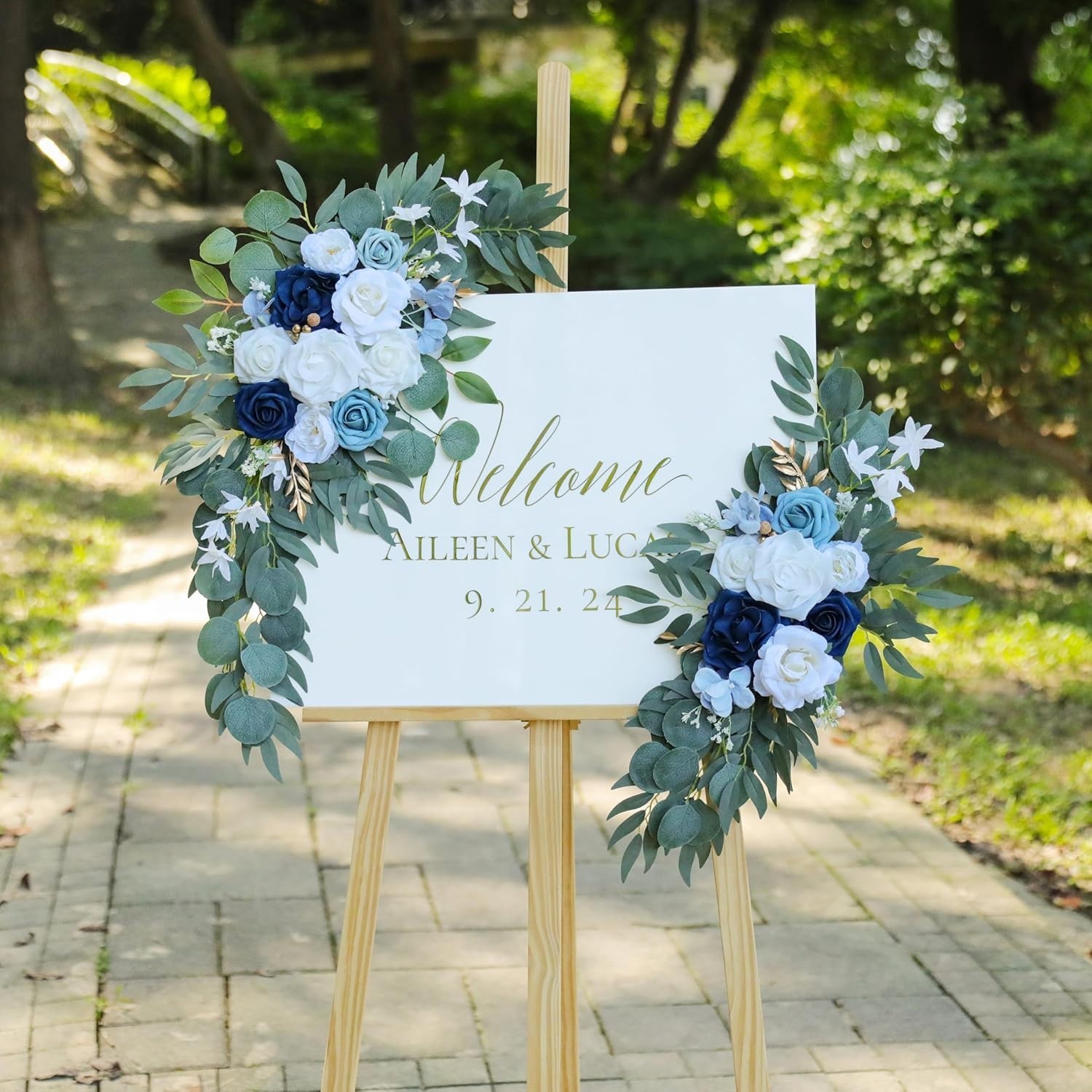 Artificial Dusty Blue Wedding Arch Flower Swags Set of 2 for Wedding Welcome …