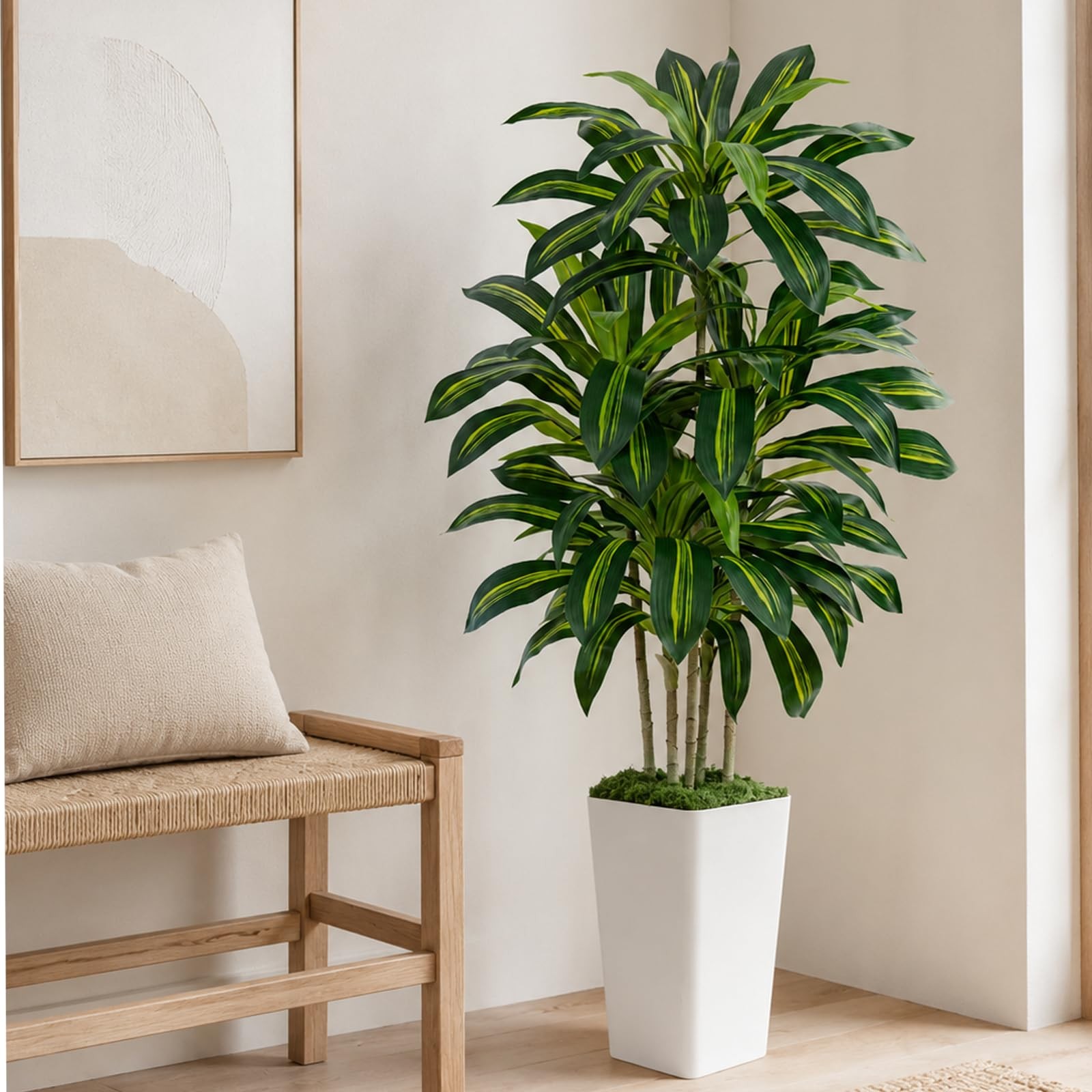 Dracaena Plant Artificial Tree 5Ft Tall Fake Tropical Floor Plants Potted Art…