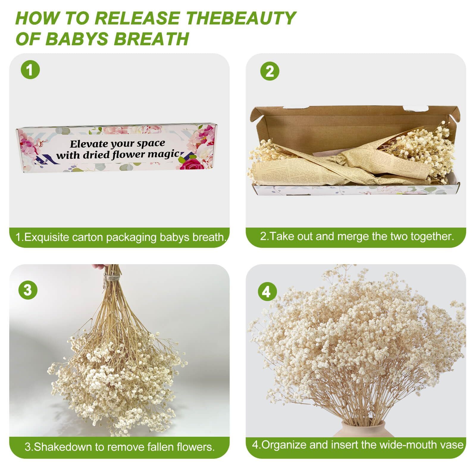 2000+ Ivory Dried Baby’s Breath Natural Gypsophila for Weddings DIY Crafts